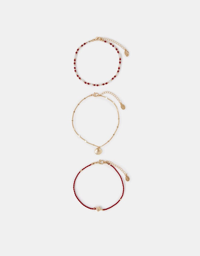 3-Pack Shell Beaded Anklets, , large