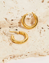 Stainless Steel Small Chunky Hoop Earrings Gold, Gold (GOLD), large