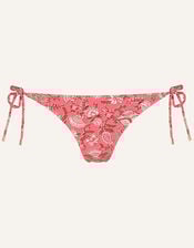 Shell Print Tie Side Bikini Bottoms, Orange (CORAL), large