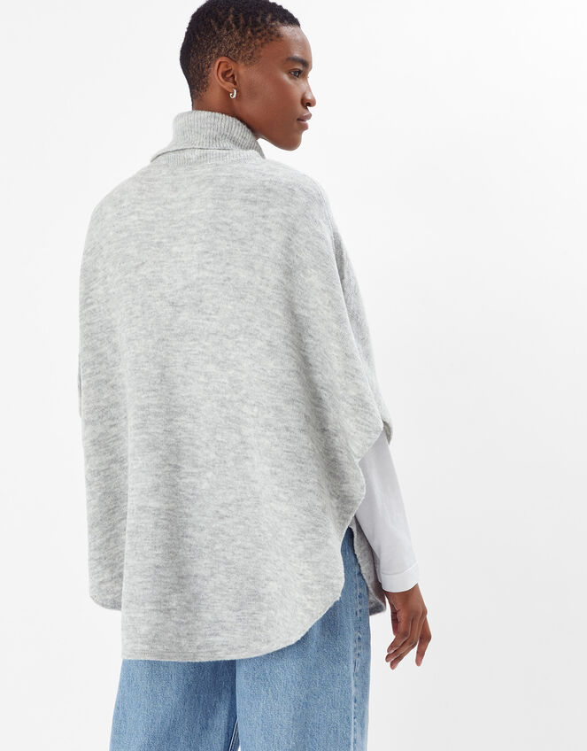 Cosy Knit Poncho, Grey (GREY), large