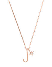 Rose Gold-Plated Initial Star Necklace - J, , large