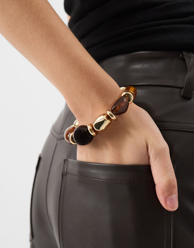 Chunky Organic Resin Beaded Bracelet, , large