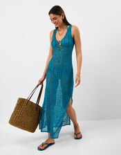 Sleeveless Knitted Maxi Dress, Teal (TEAL), large