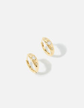 Gold-Plated Chubby Starry Hoop Earrings, , large
