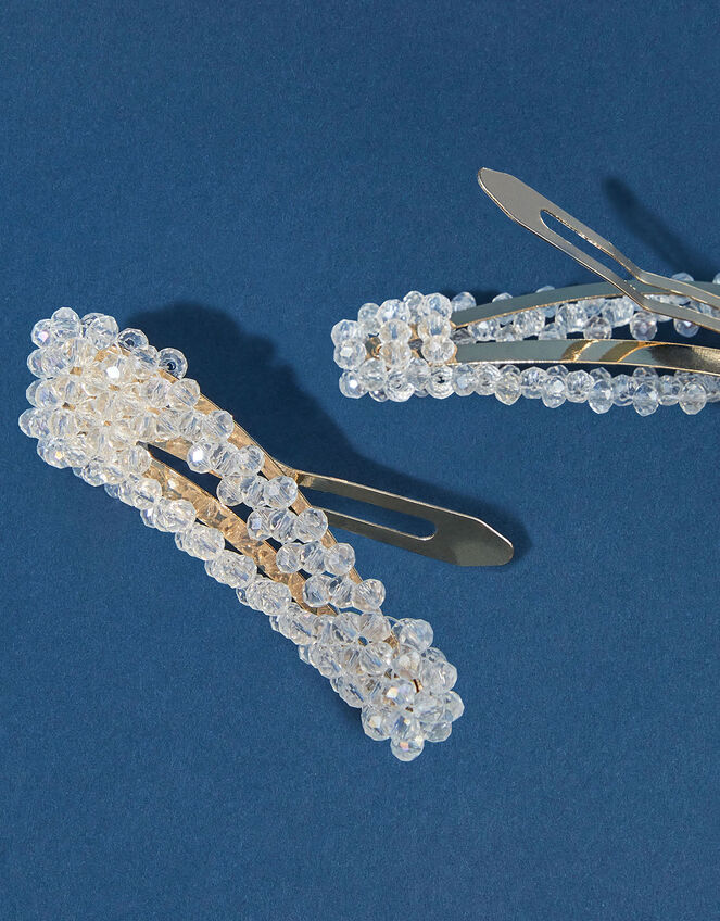 Large Crystal Hair Clips Set of Two, , large