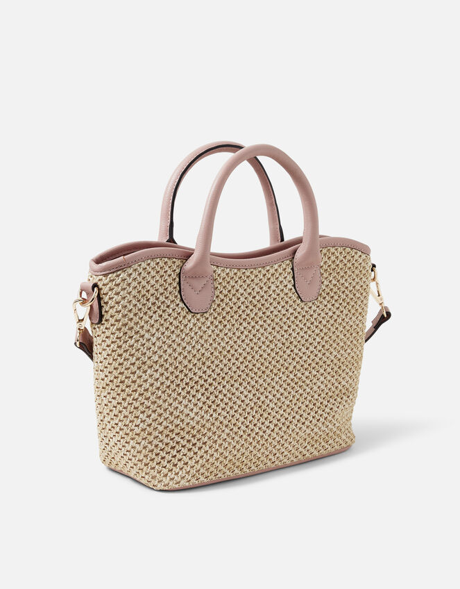 Rosie Raffia Handheld Bag, Nude (NUDE), large