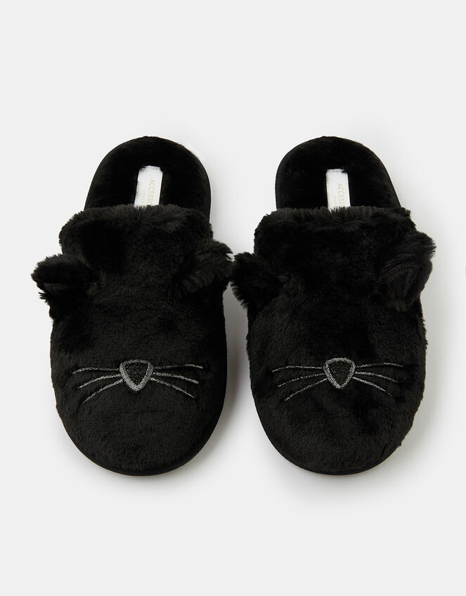 Cat Mule Slippers, Black (BLACK), large
