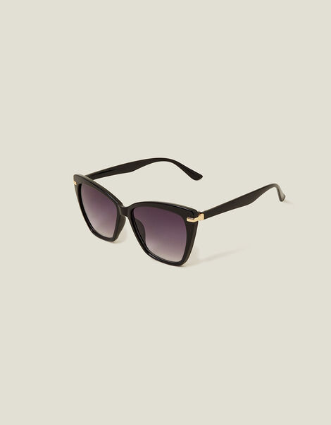 Straight Arm Cateye Sunglasses, Black (BLACK), large