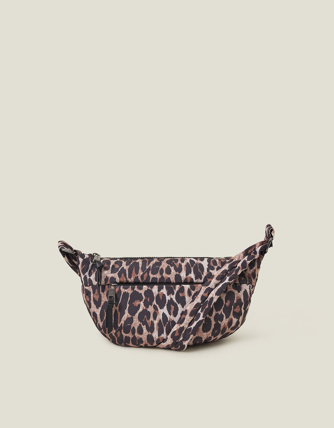 Leopard Print Nylon Sling Cross-Body Bag, , large