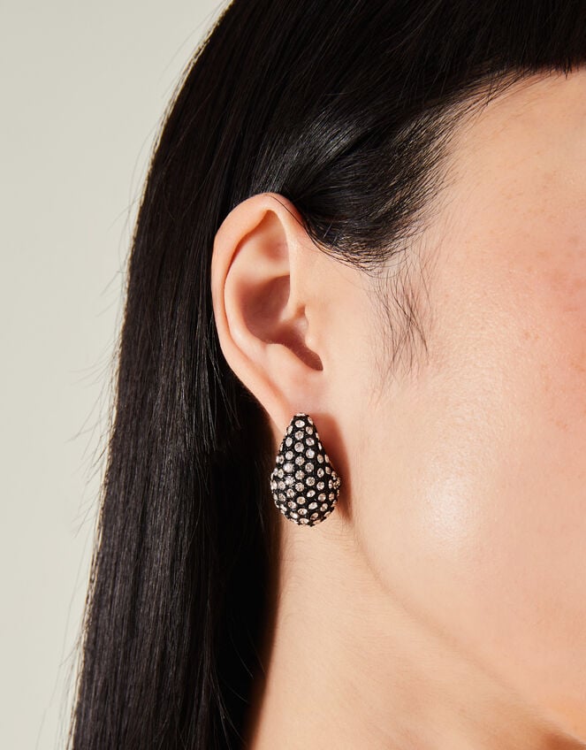 Diamante Curve Teardrop Earrings, , large