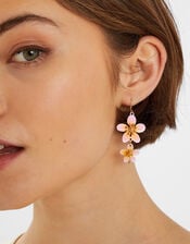 Tropical Flower Enamel Drop Earrings, , large