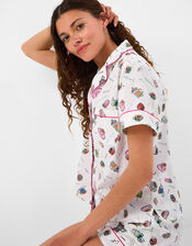 Coffee Print Short Pyjama Set, White (WHITE), large