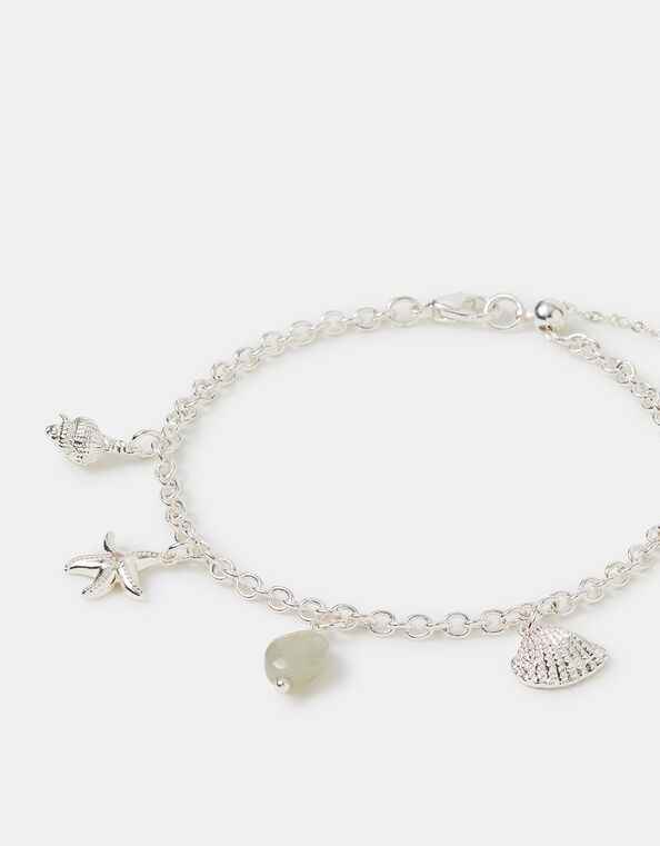 Sterling Silver-Plated Ocean Charm Bracelet, , large