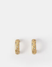 14ct Gold-Plated Star Diamanté Hoop Earrings, , large