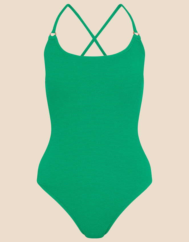 Crinkle Scoop Neck Swimsuit Green Swimsuits Accessorize Global