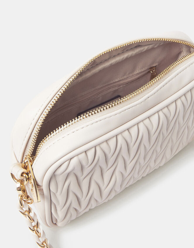 Small Ruched Crossbody Bag, Cream (CREAM), large