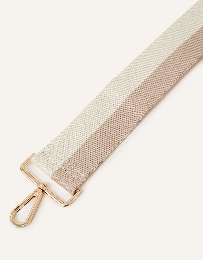 Two Tone Stripe Webbing Bag Strap, Natural (NATURAL), large