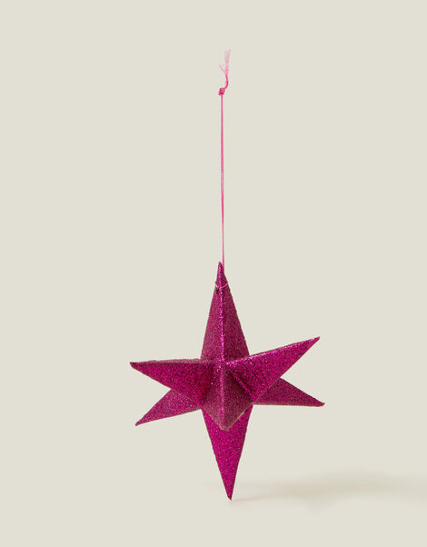 Paper Sparkle Star Decoration, Pink (FUCHSIA), large