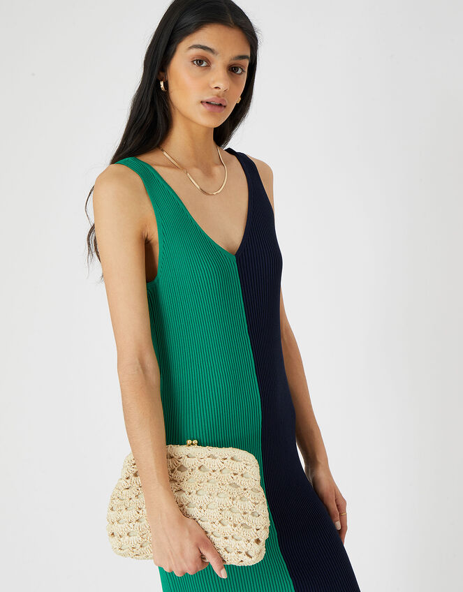 Raffia Clutch Bag, Natural (NATURAL), large