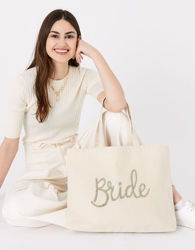 Bride Beaded Shopper Bag, , large