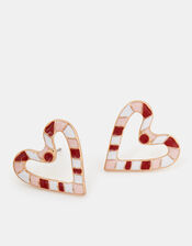 Candy Cane Heart Stud Earrings, , large