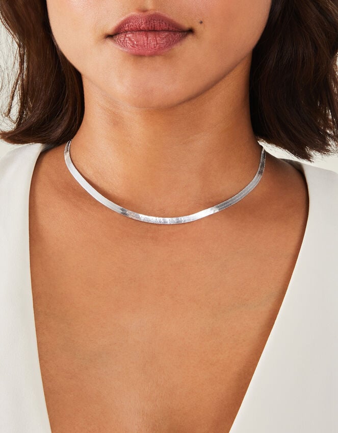 Snake Chain Necklace, Silver (SILVER), large