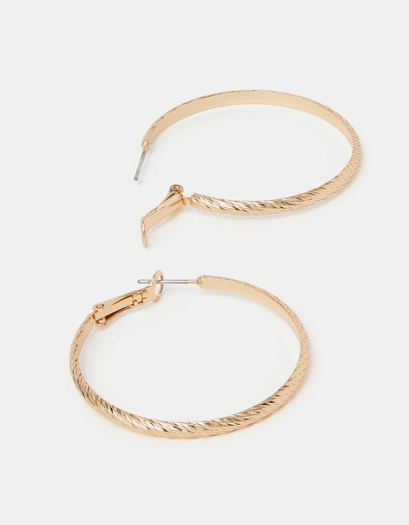Sparkle Cut Hoop Earrings, , large