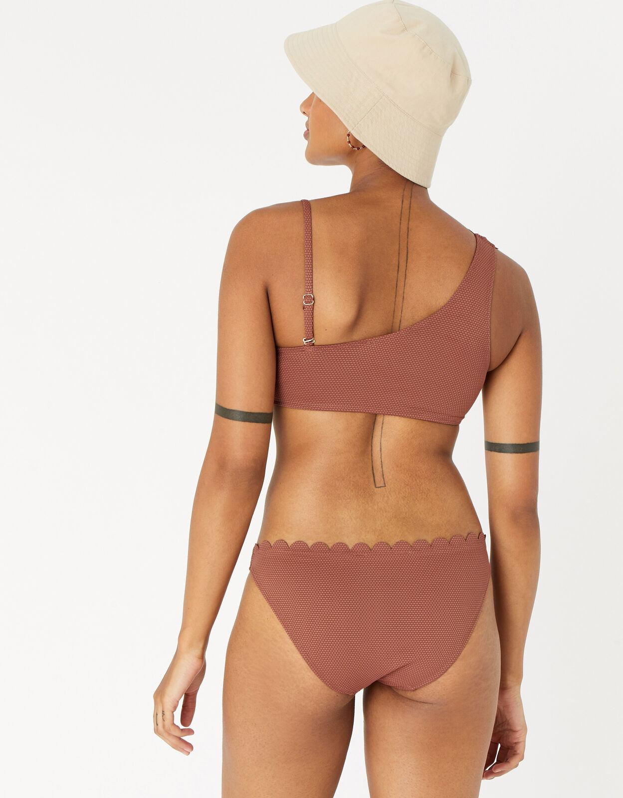 One Shoulder Scallop Bikini Top Orange Bikini tops Accessorize UK