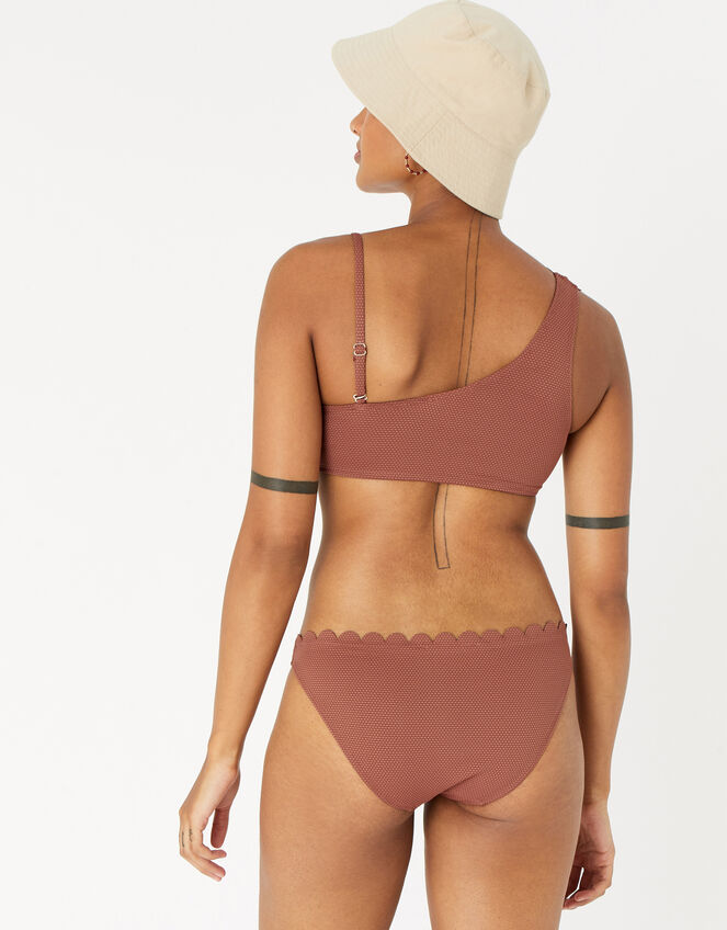One-Shoulder Scallop Bikini Top, Orange (RUST), large