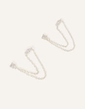Sterling Silver Sparkle Chain Earrings, , large