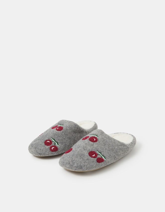 Cherry Mule Slippers, Grey (GREY), large