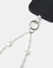 Pearl Heart Wrist Phone Strap, , large