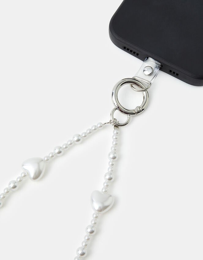 Pearl Heart Wrist Phone Strap, , large