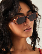 Narrow Tortoiseshell Rectangle Sunglasses, , large