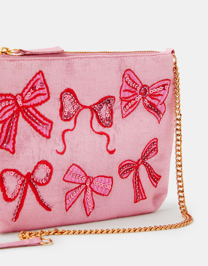 Girls Embellished Bow Crossbody Bag, , large