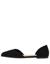 Two-Part Point Toe Flat Shoes, Black (BLACK), large