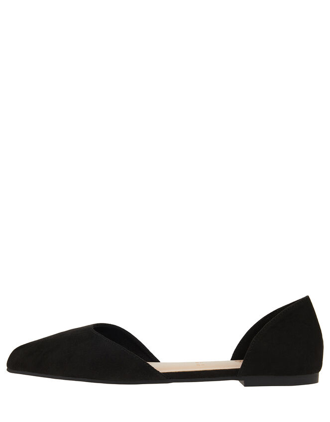 Two-Part Point Toe Flat Shoes, Black (BLACK), large