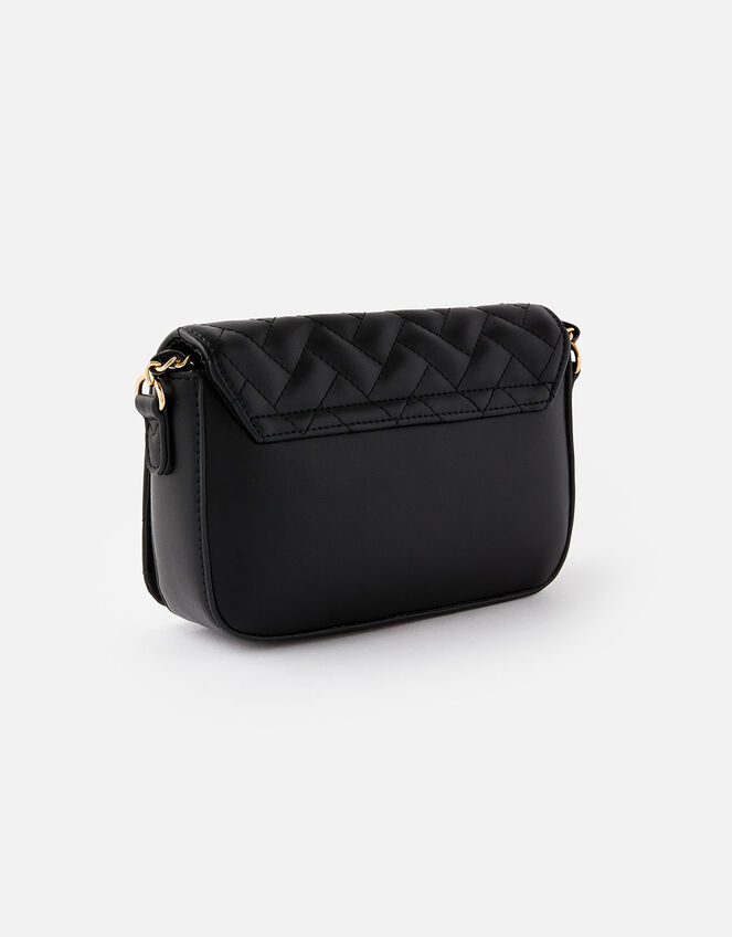 Quinn Quilted Chain Cross-Body Bag , Black (BLACK), large