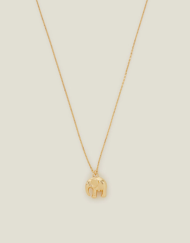 14ct Gold-Plated Elephant Pendant Necklace , , large