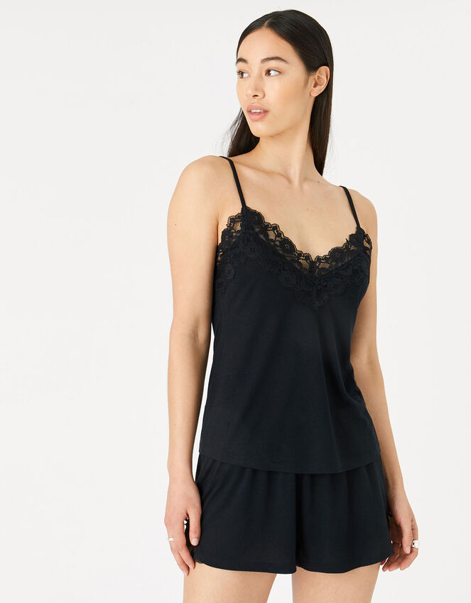 Teya Pyjama Vest and Shorts Set, Black (BLACK), large