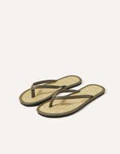 Plain Seagrass Flip Flops, Green (KHAKI), large