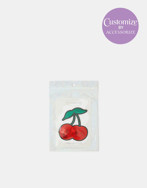 Cherry Sequin Embroidered Stick-On Patch, , large