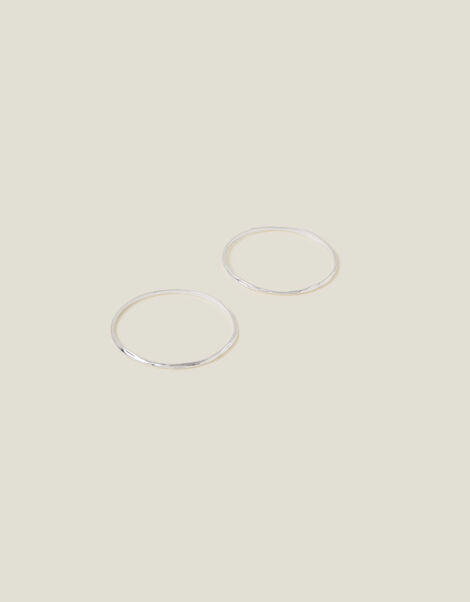 2-Pack Sterling Silver-Plated Molten Bangles, , large