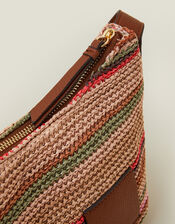 Stripe Raffia Cross-Body Bag, , large