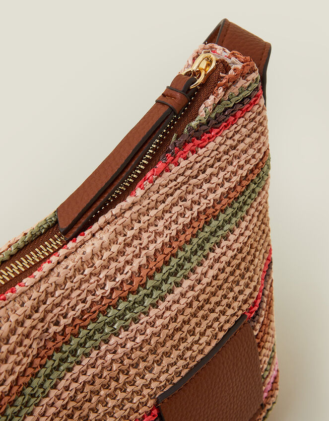 Stripe Raffia Cross-Body Bag, , large