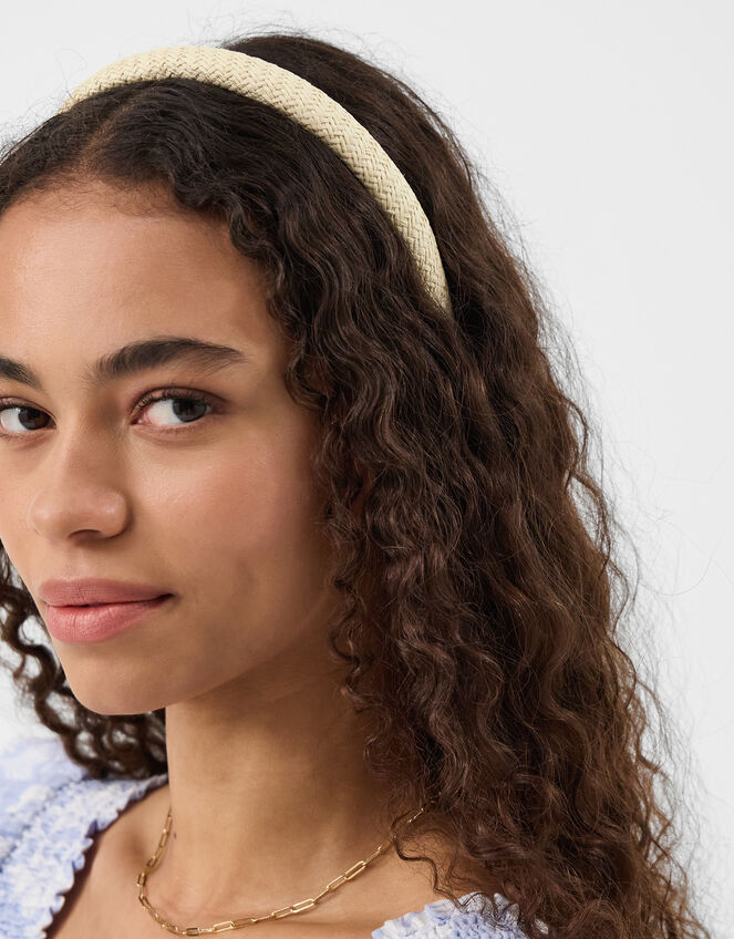 Woven Raffia Headband, , large