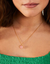 14ct Gold-Plated Sphere Rose Quartz Pendant Necklace, , large