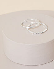 Sterling Silver Ball Rings Set of Two, Silver (ST SILVER), large
