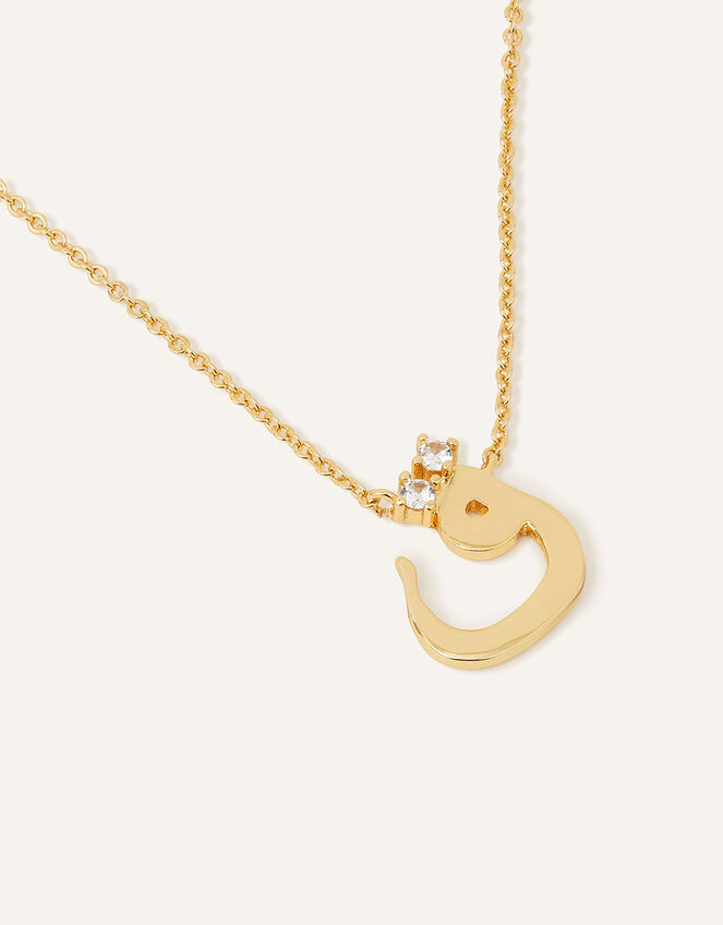 14ct Gold-Plated Arabic Initial Pendant Necklace - Q (Qaaf), , large