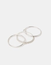Sterling Silver Triple Band Ring, Silver (ST SILVER), large